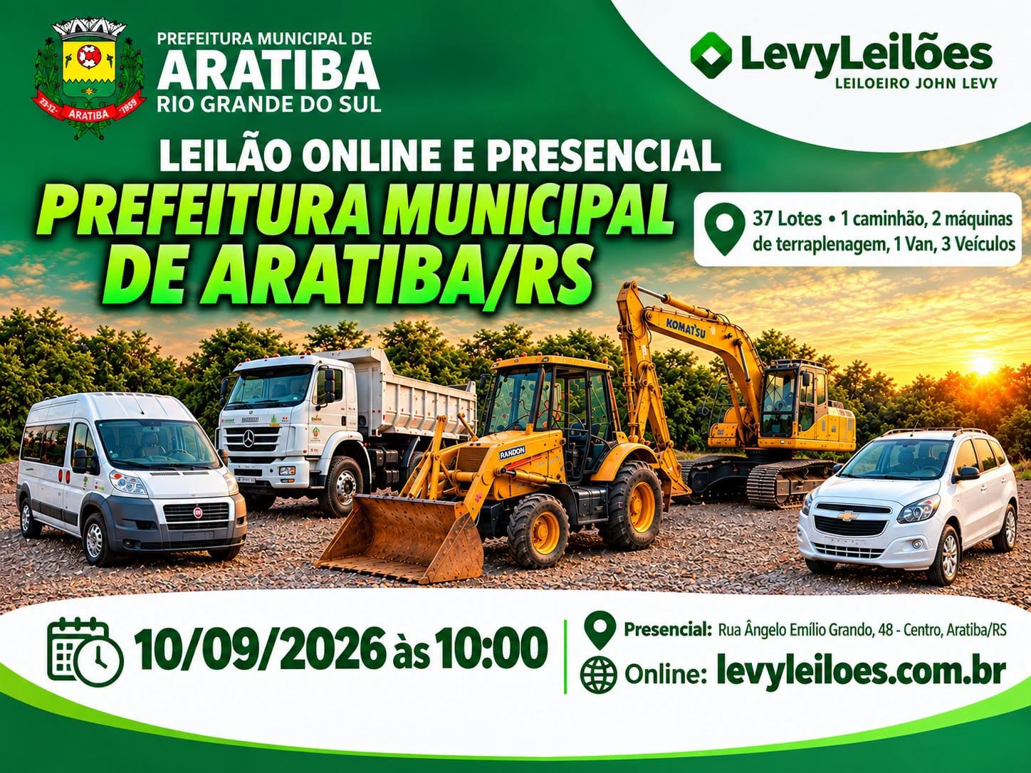 Aratiba realiza leilão nesta quinta com 37 lotes de bens inservíveis
