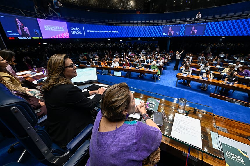 Senado celebra 20 anos da Lei Maria da Penha em sessão do Agosto Lilás