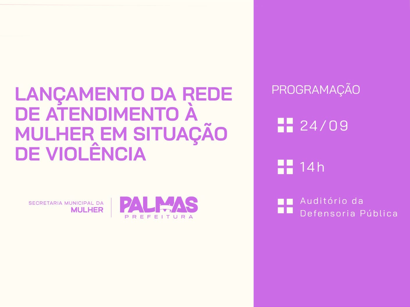 Palmas lança Rede Municipal de Atendimento à Mulher em Situação de Violência