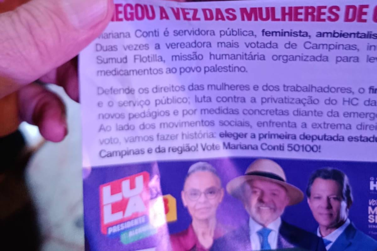 Panfleto de Sâmia Bomfim e Mariana Conti omite Simone Tebet