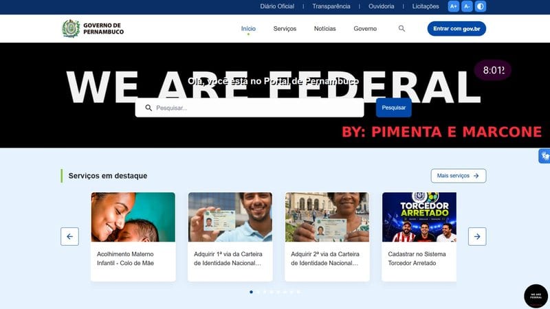 Agência de Tecnologia de Pernambuco tira do ar site do Gov PE após invasão em imagens
