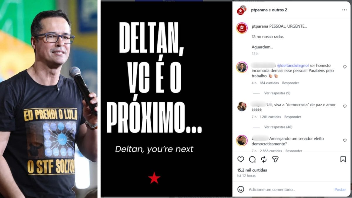 PT Paraná publica ameaça a Deltan Dallagnol e senador eleito reage: ‘Esse é o governo do amor’