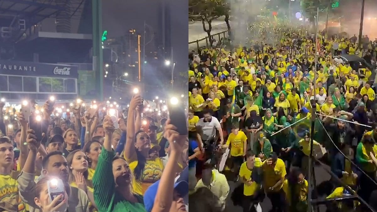 Cerca de 3 mil pessoas acendem a lanterna do celular e rezam o Pai-Nosso no Bloquinho 22 em Balneário Camboriú