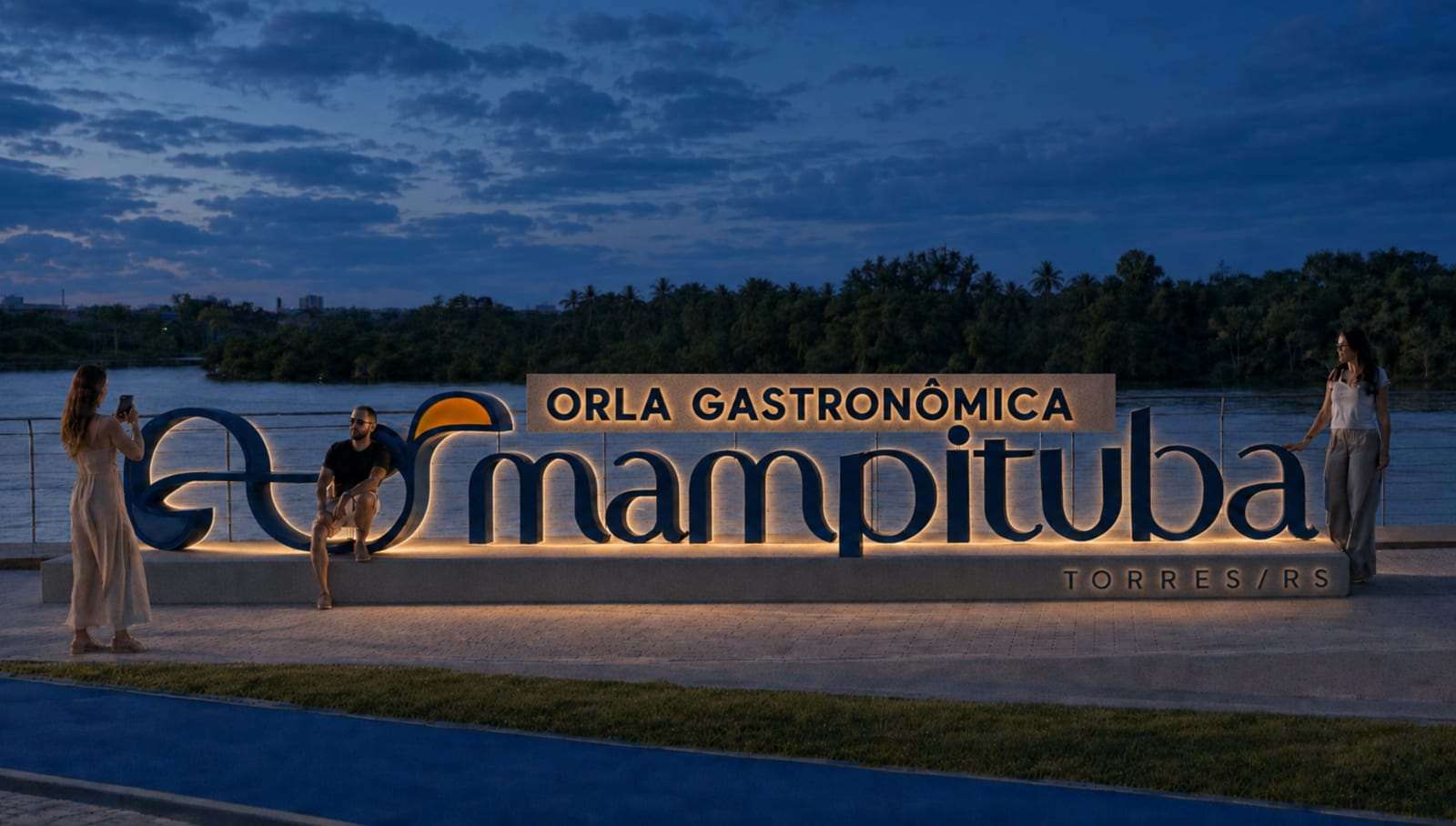 Grande letreiro será um dos destaques da nova identidade visual da Orla Gastronômica do Rio Mampituba