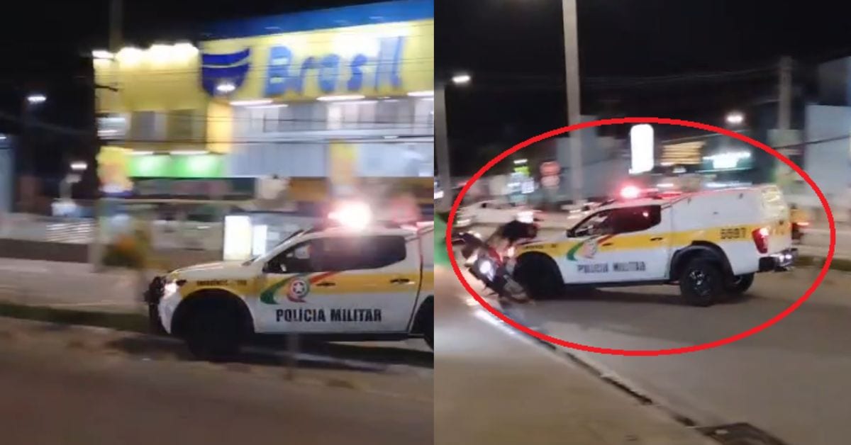 Vídeo mostra viatura atingindo motociclista no bairro Ingleses, em Florianópolis