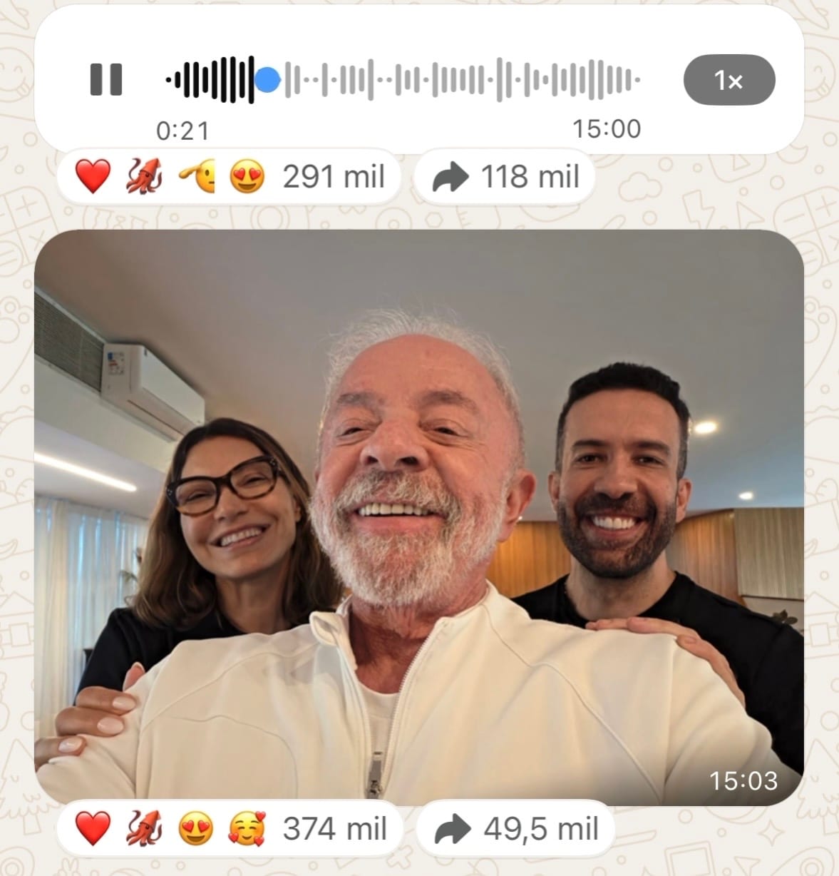 Lula envia áudio em canal no WhatsApp criado por Janones e diz que fará pronunciamento à nação na semana que vem