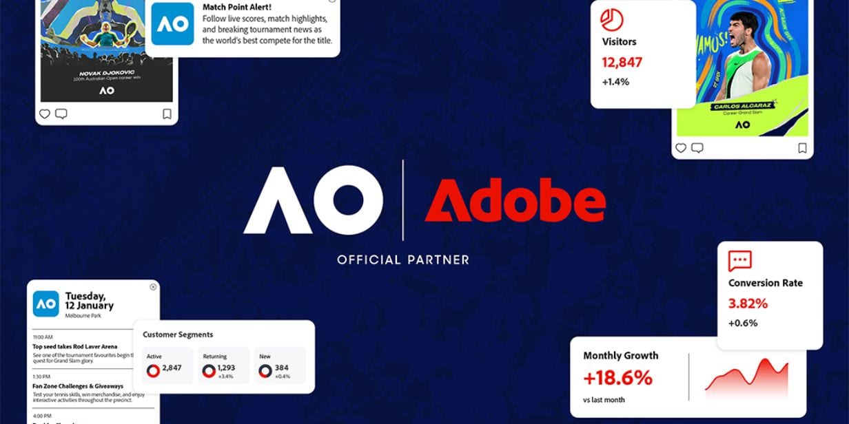 Australian Open fecha com Adobe para uso de inteligência artificial para evoluir experiência do fã