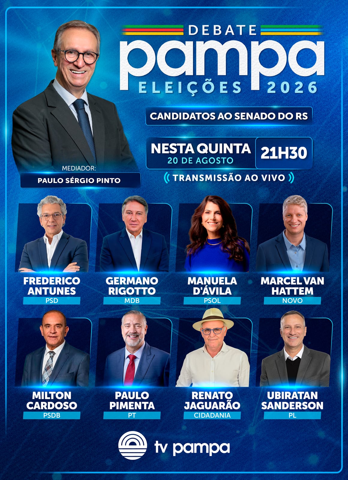 TV Pampa faz debate com candidatos ao Senado do RS nesta quinta