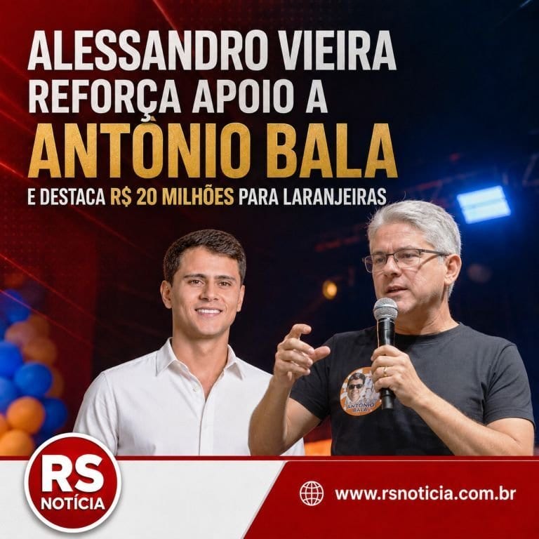 Alessandro Vieira anuncia apoio a Antônio Bala e R$20 milhões para Laranjeiras