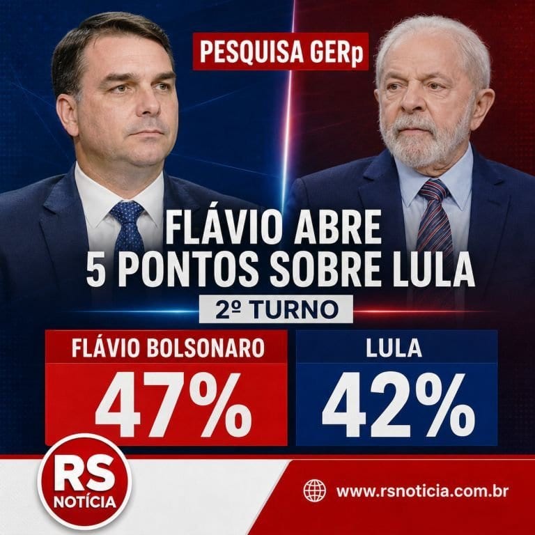 Pesquisa Gerp coloca Flávio Bolsonaro cinco pontos à frente de Lula no segundo turno