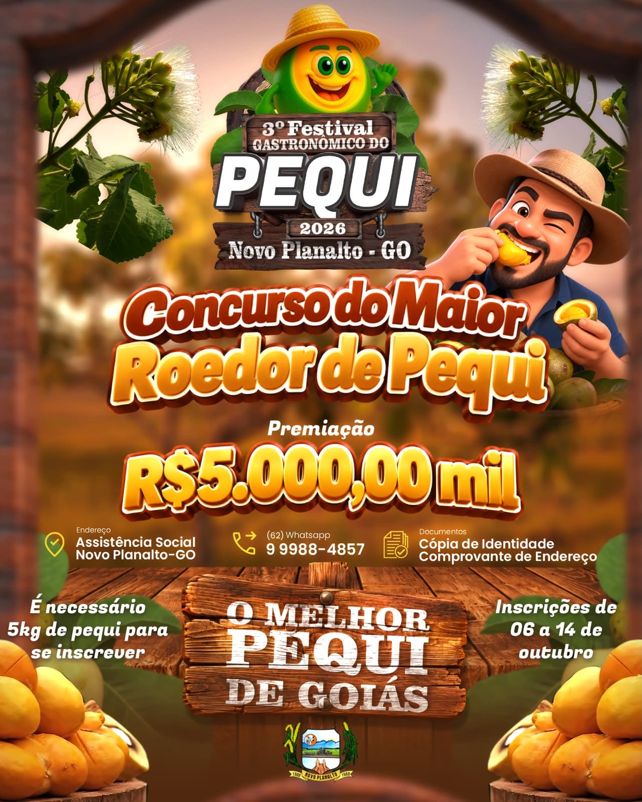 Novo Planalto se prepara para o 3º Festival Gastronômico do Pequi com concursos e R$ 13 mil em premiações