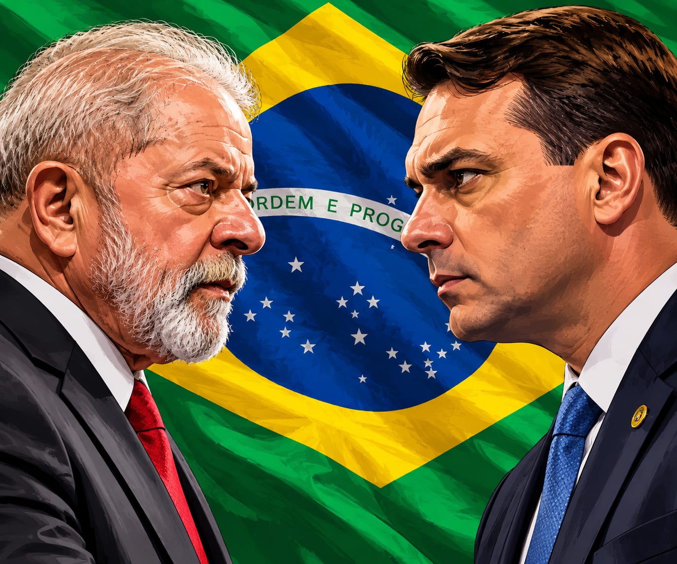 Flávio Bolsonaro chega a 52% contra 48% de Lula, mas pesquisa revela disputa no limite da margem de erro