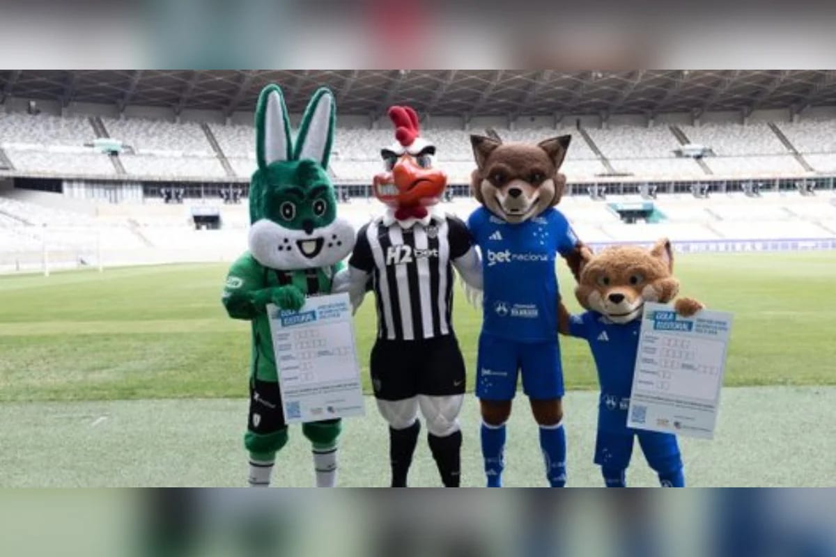Mascotes de Atlético, Cruzeiro e América promovem 'colinha' no Mineirão