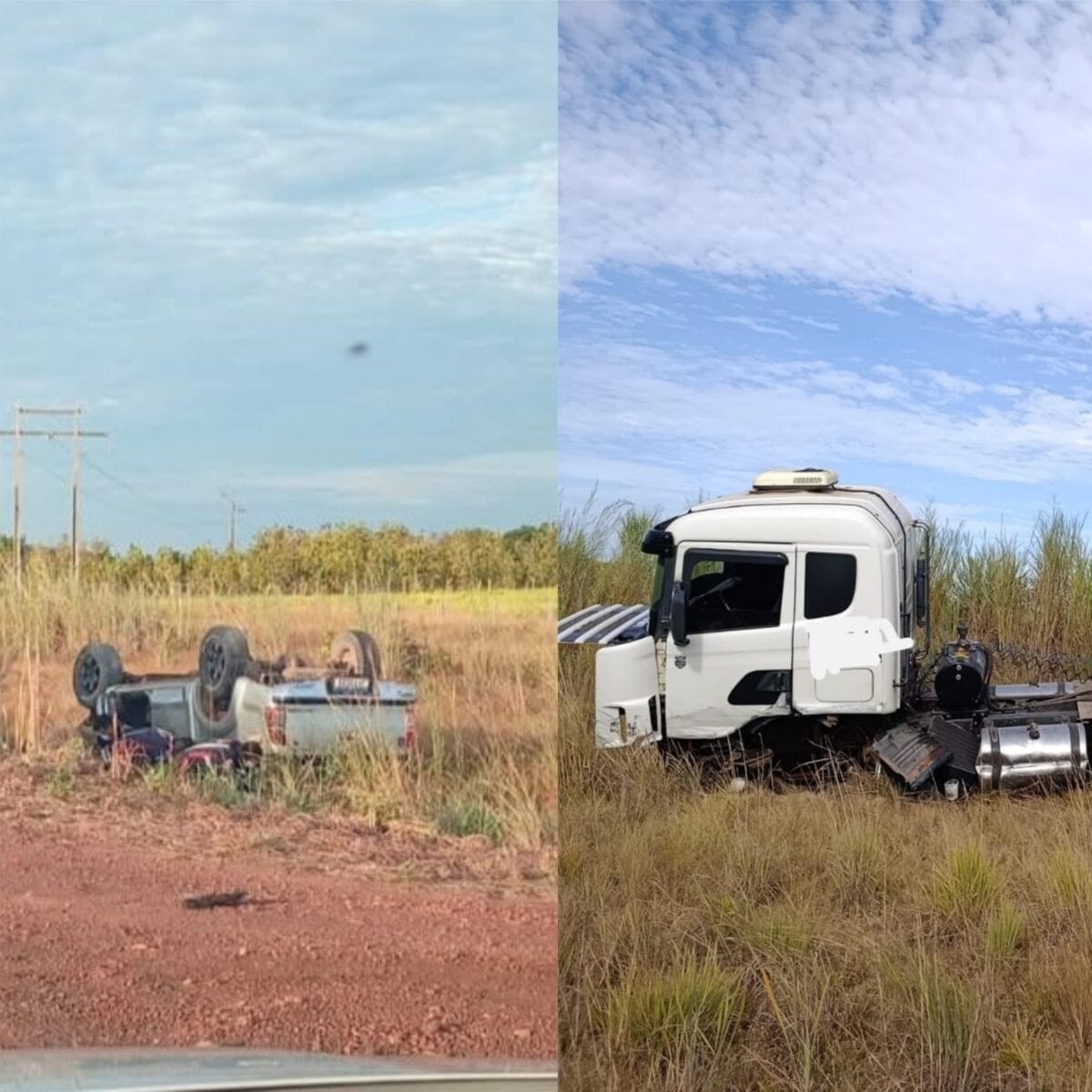 Colisão entre carreta e caminhonete fere motorista na BR-401