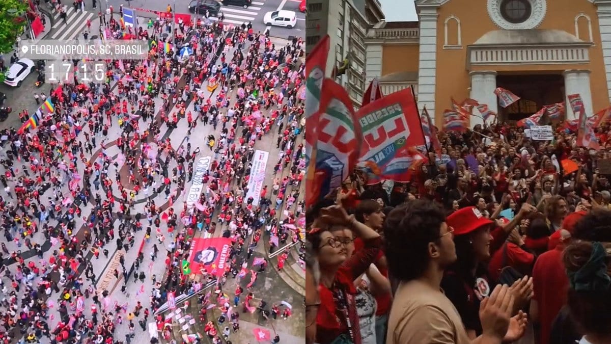 Petistas voltam às ruas de Florianópolis em apoio à reeleição de Lula para o 4º mandato