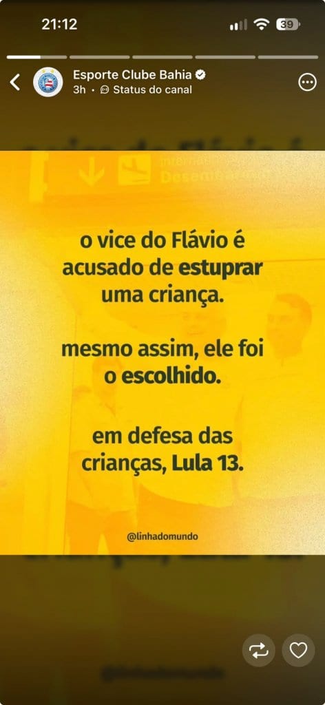 Bahia posta mensagem de apoio a Lula em canal oficial; entenda o caso
