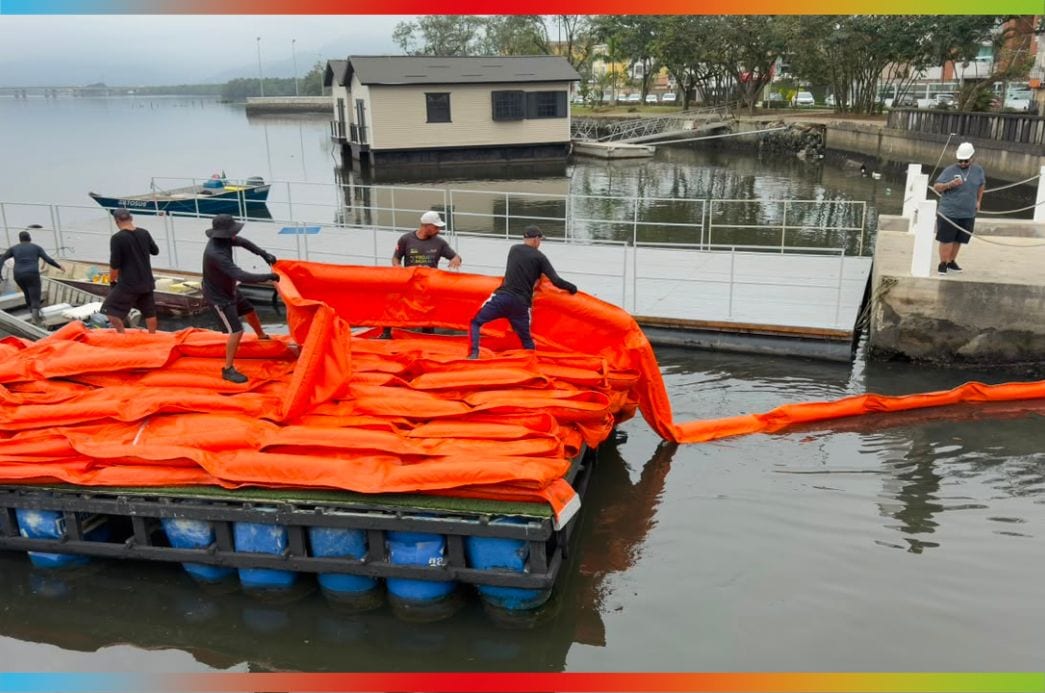 Cubatão instala 400 m de ecobarreira no entorno do Píer