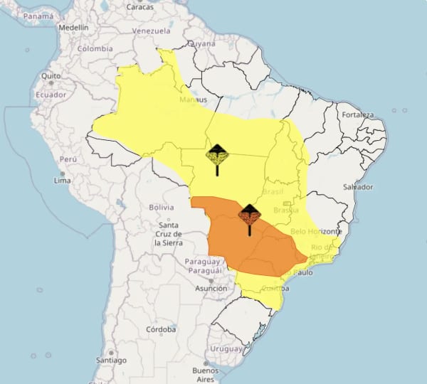 Alerta de clima severo em Goiás prevê granizo e ventos de até 60 km/h