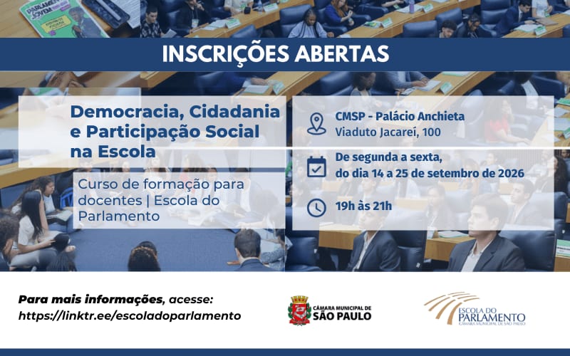 Escola do Parlamento promove curso para docentes sobre democracia, cidadania e participação social