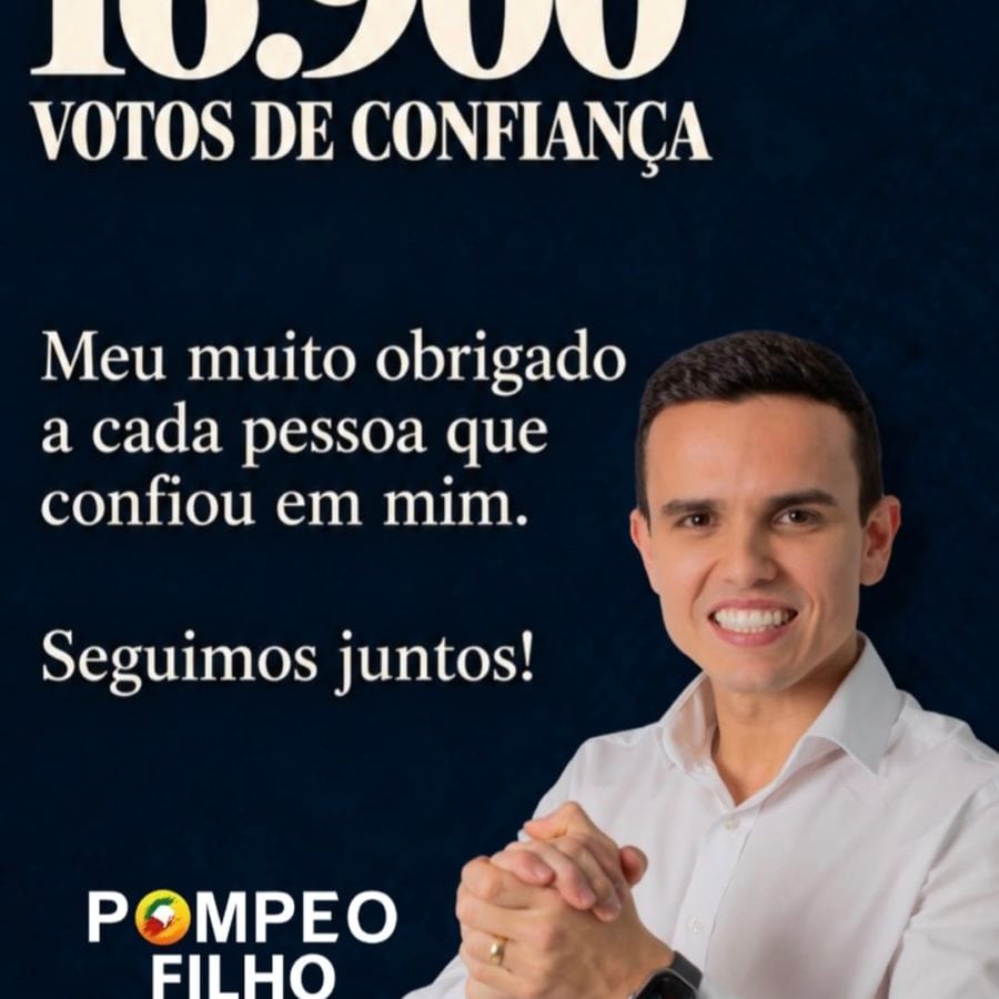 Pompeo Filho agradece votação nas eleições e coloca nome à disposição do PDT para disputa majoritária em 2028