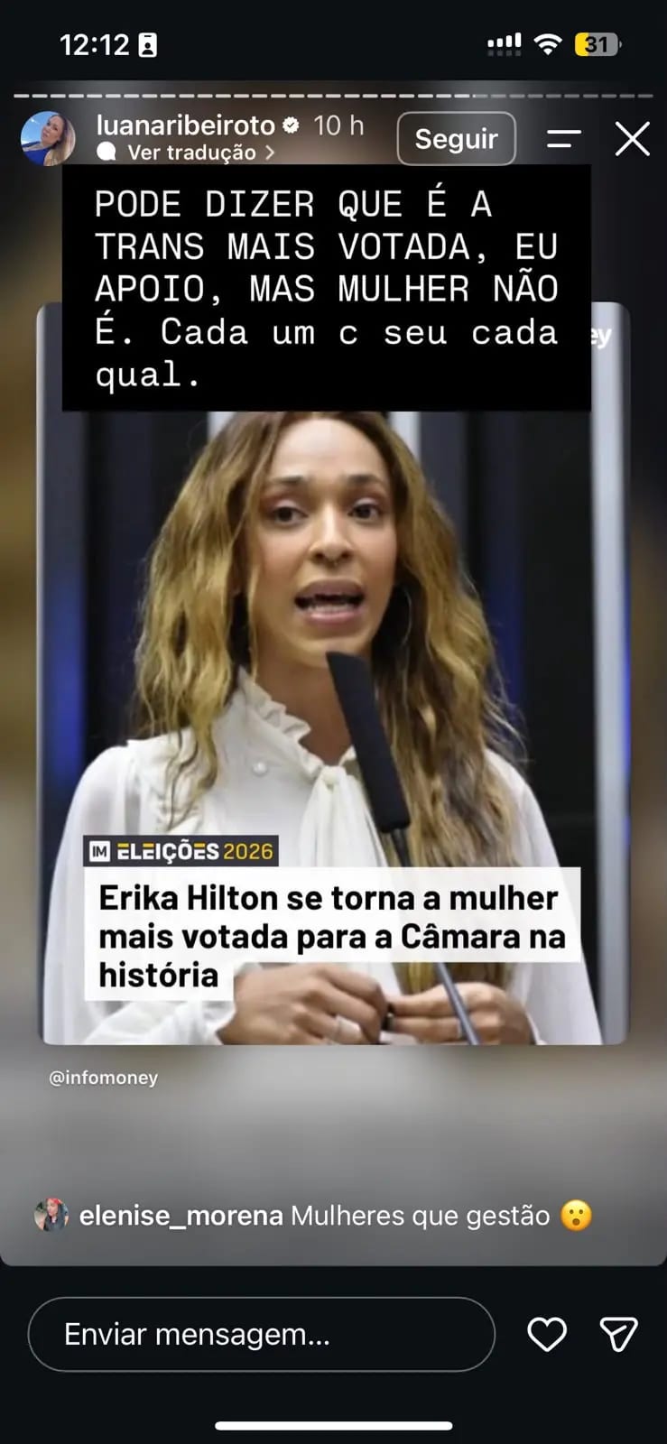 Declaração de Ex-Deputada Luana Ribeiro sobre Erika Hilton Causa Debate nas Redes Sociais