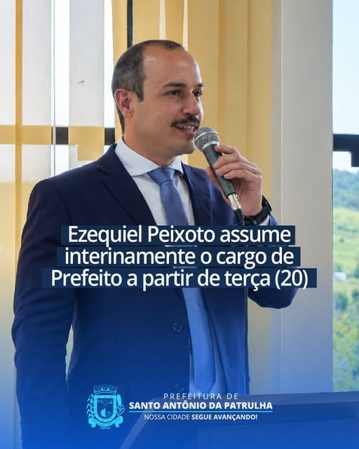 Ezequiel Peixoto assume interinamente a Prefeitura a partir de 20