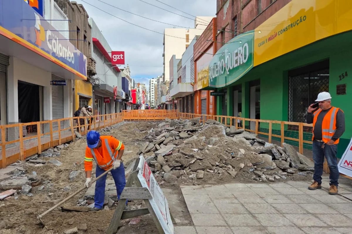 Obras no Calçadão de Rio Grande serão suspensas em dezembro