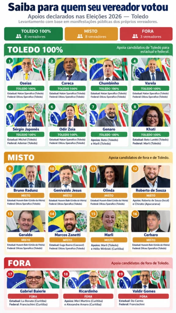 Saiba para quem seu vereador votou