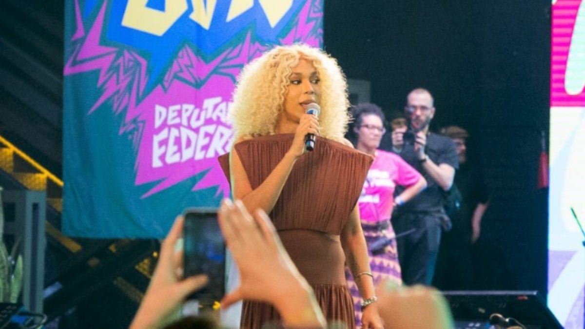 Erika Hilton lançou neste sábado (22.ago.2026) sua campanha à reeleição à Câmara