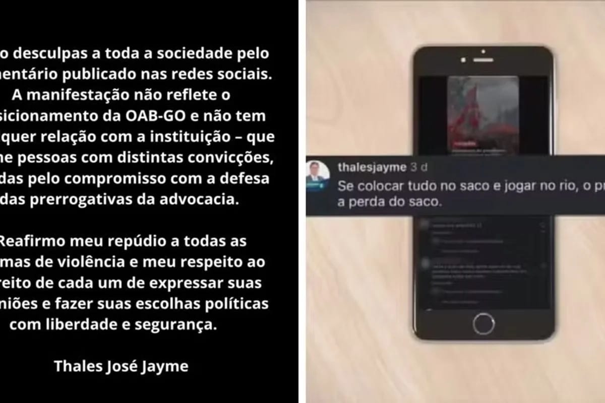 Dirigente da OAB-GO pede desculpas após ofensas a petistas viralizarem