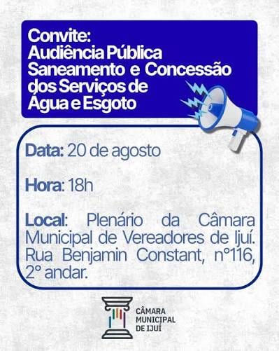 Ijuí realiza audiência pública sobre concessão de água e esgoto