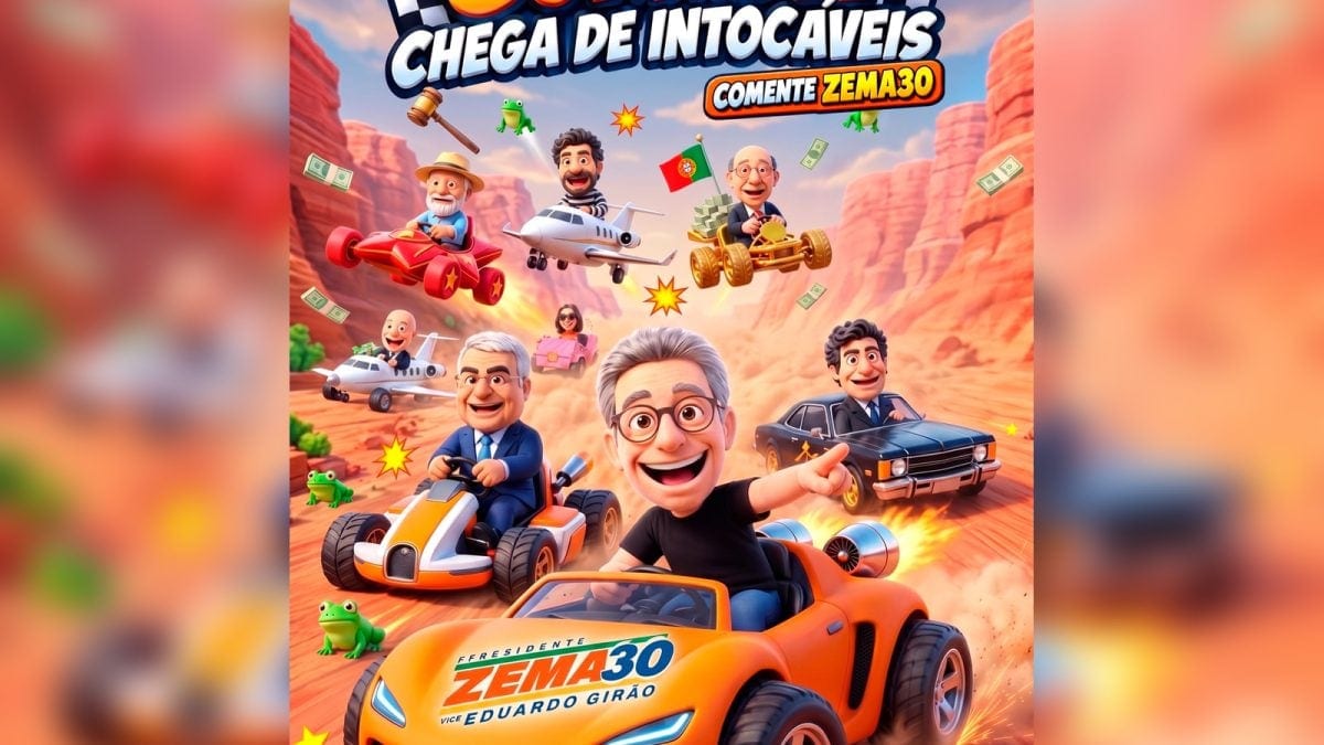 Zema lança jogo 'Corrida Chega de Intocáveis' com Lula e ministros do STF