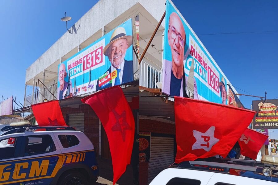 Fachada do comitê de Rubens Otoni em Aparecida é vandalizada