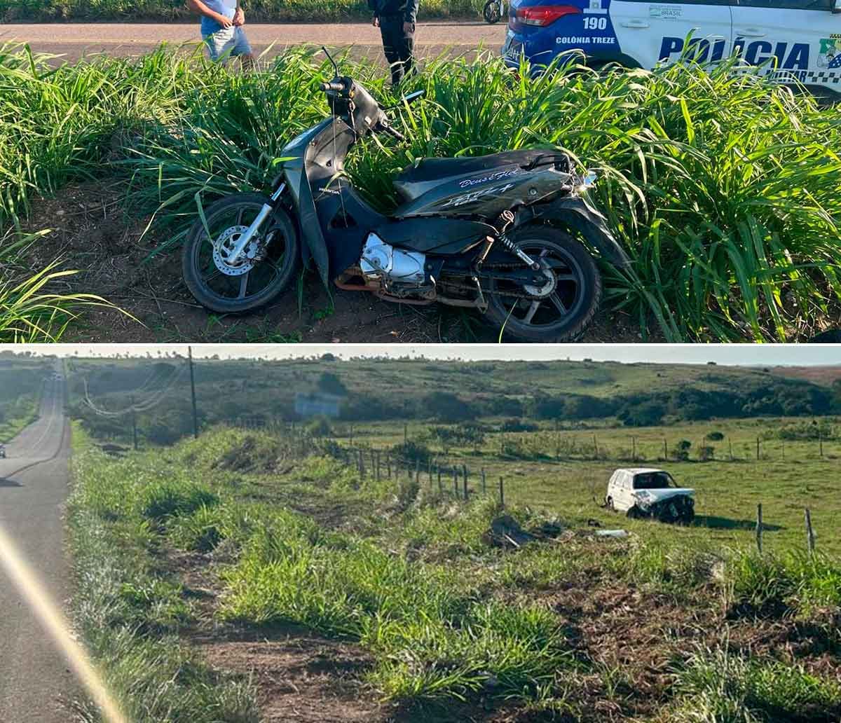 Adolescente fica ferida após colisão entre carro e moto na SE-270, em Lagarto