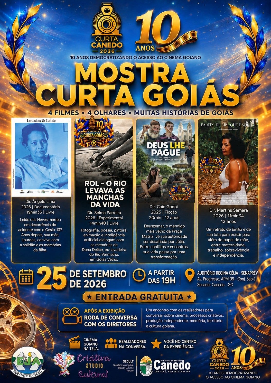 Mostra Curta Goiás reúne quatro filmes e destaca diferentes olhares sobre histórias do estado no Curta Canedo 10 anos