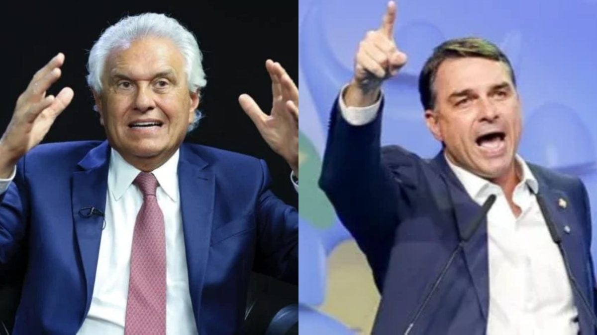 "Vamos arregaçar com vagabundo”, diz Flávio ao lado de Caiado
