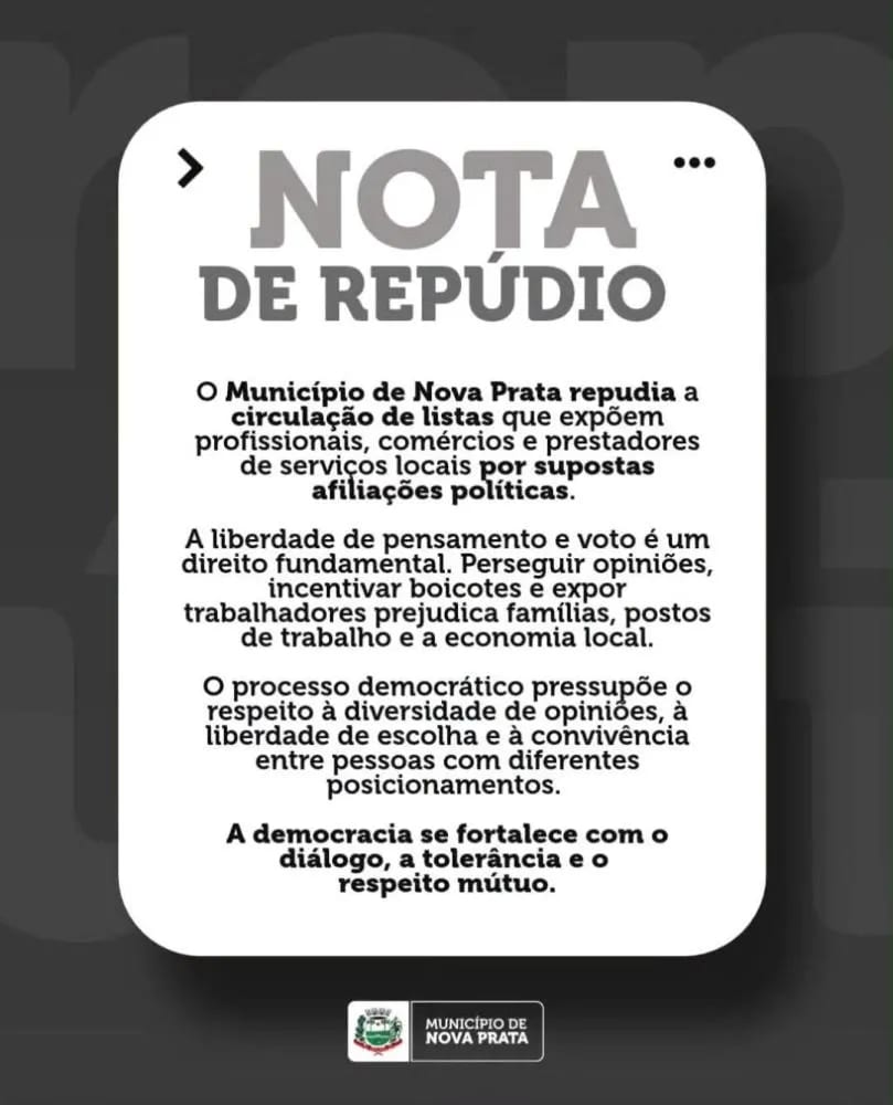 Prefeitura de Nova Prata divulga nota de repúdio contra boicotes