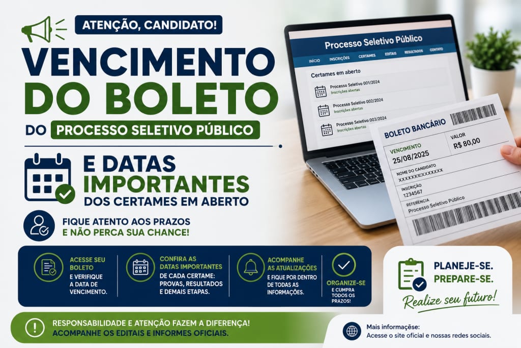 Primavera do Leste alerta candidatos sobre vencimento de boletos do processo seletivo