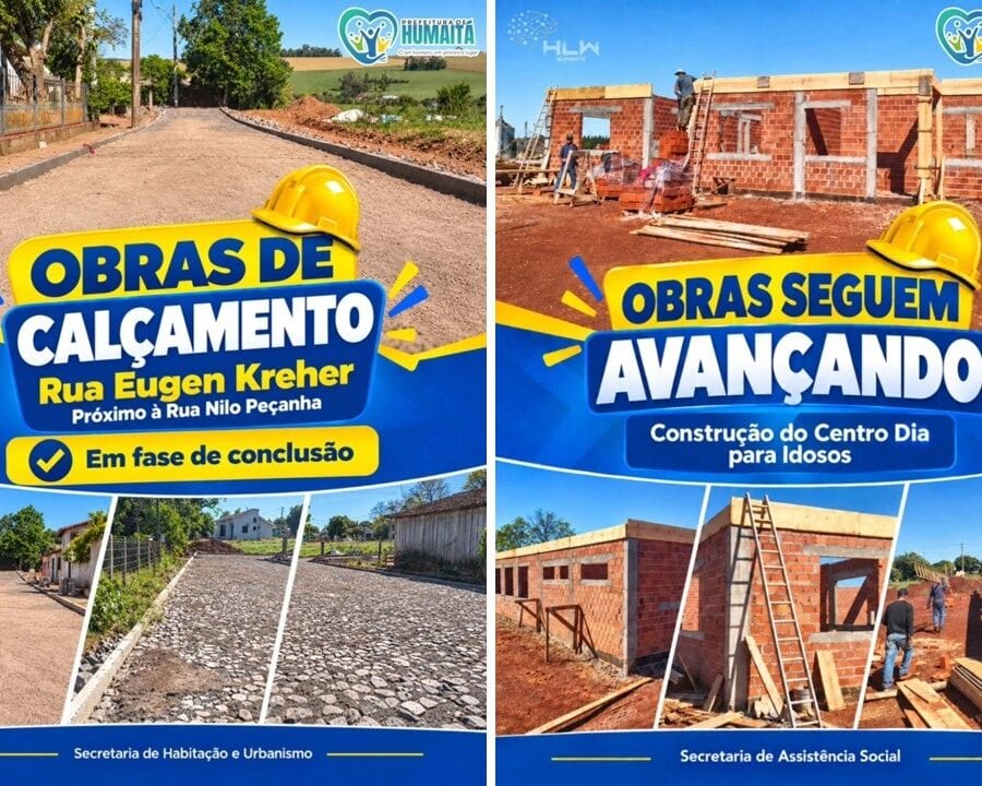 Humaitá diz que calçamento, Centro Dia e praça estão em obras