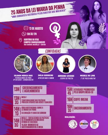 Charqueadas recebe 13/8 o Agosto Unificado pelos 20 anos da Lei Maria da Penha