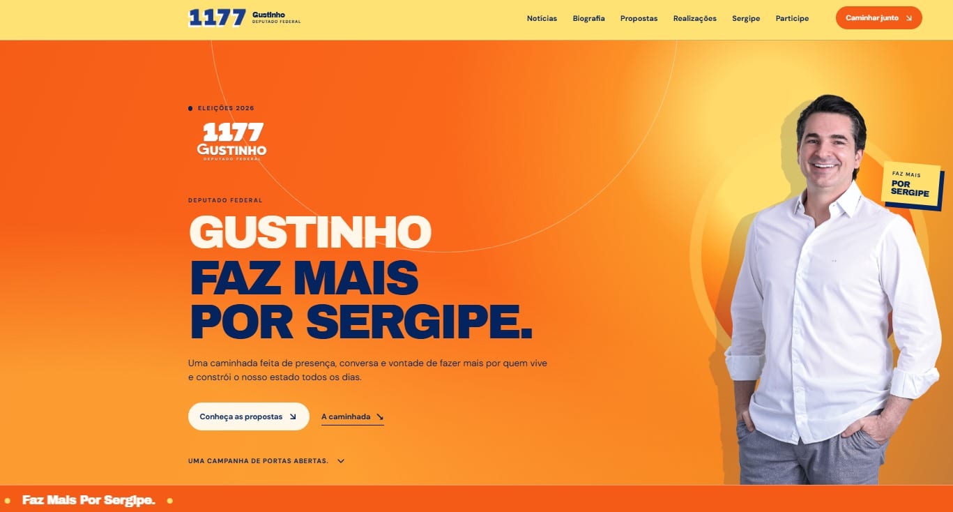 Gustinho lança site oficial para a reeleição