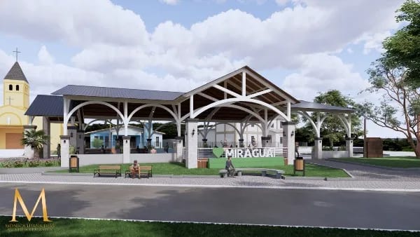 Miraguaí inicia construção da futura Rua Coberta na Praça Germano Eisi Pit