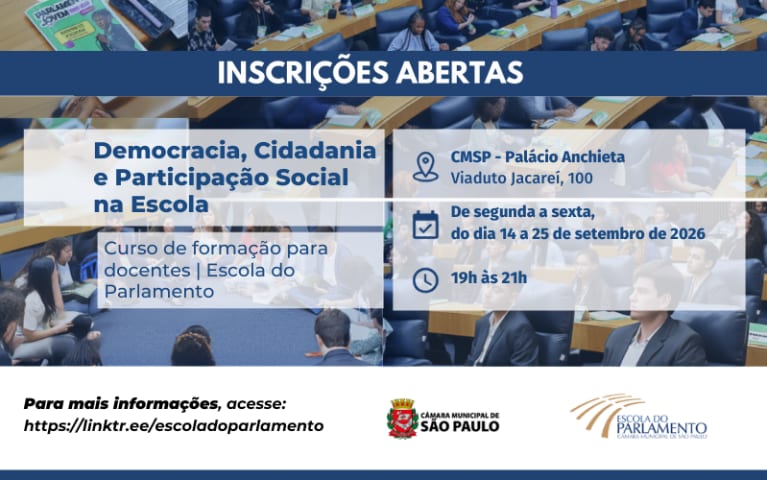 Escola do Parlamento abre curso gratuito sobre Democracia para professores