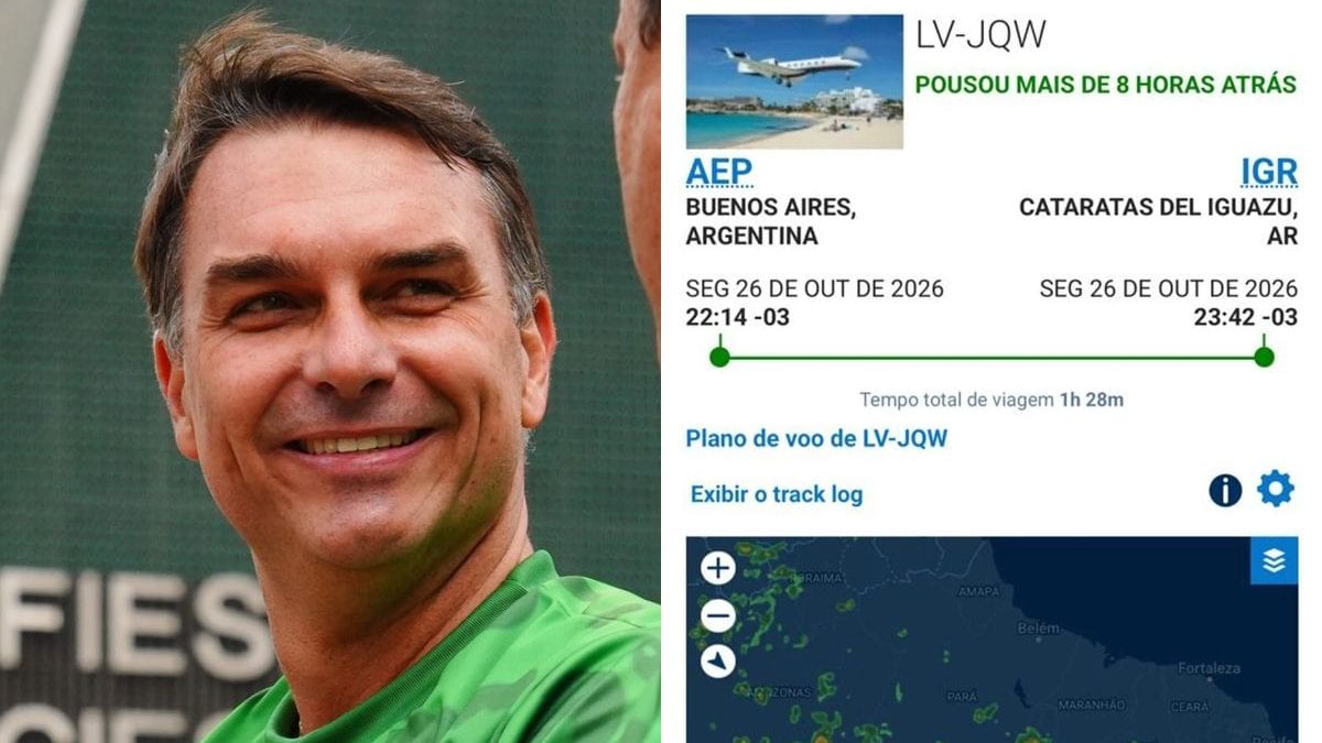 Jato que levaria Flávio Bolsonaro da Argentina aos EUA não decolou no horário previsto, indicam radares