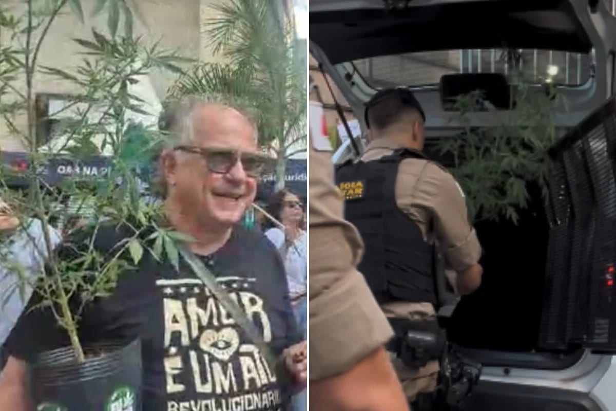 Candidato Dário 4e20 levou pé de maconha à Praça Sete; planta foi recolhida pela PM