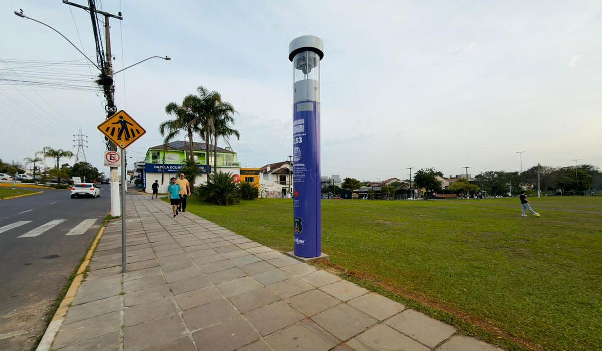 Prefeitura instala totem com botão do pânico no Parcão de Cachoeirinha