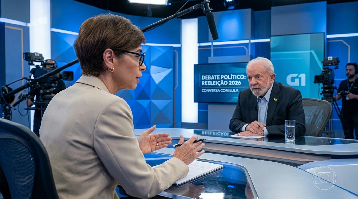 Renata Lo Prete conduz entrevista com Lula sobre cenário eleitoral de 2026