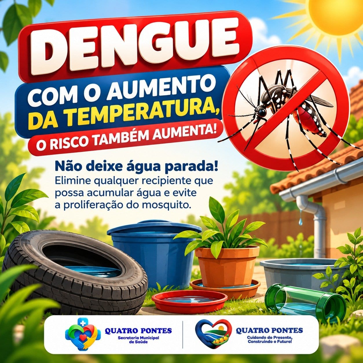 Secretaria de Saúde de Quatro Pontes alerta para prevenção da dengue com o aumento das temperaturas