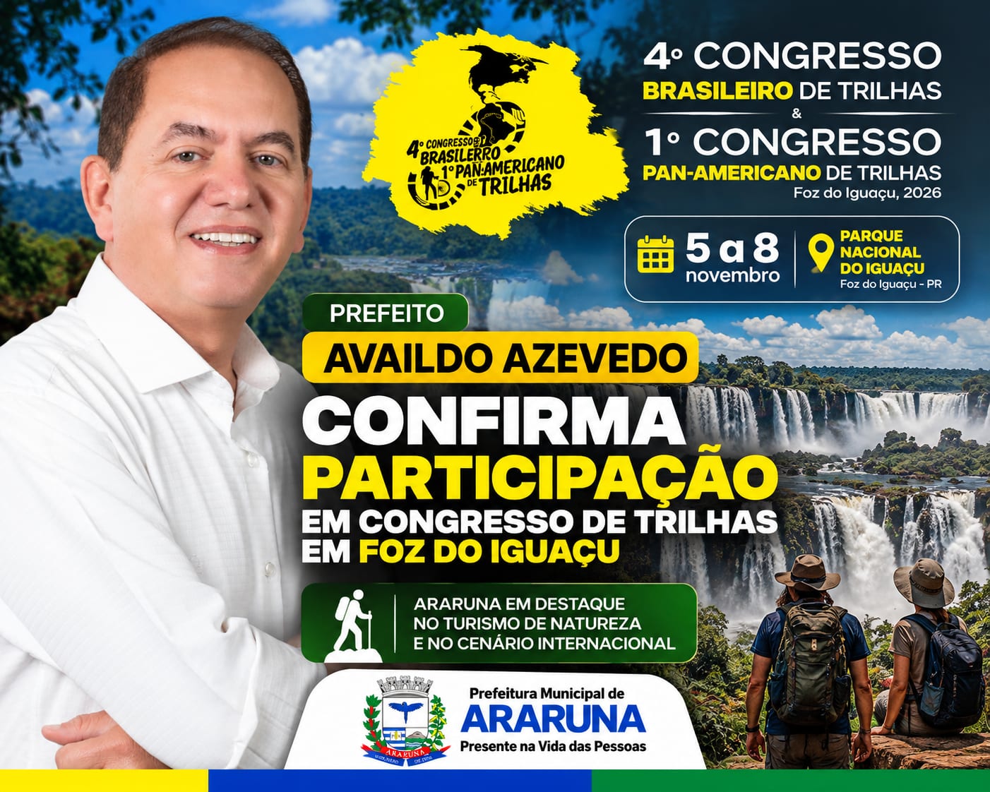 Prefeito de Araruna confirma presença do 4º Congresso Brasileiro de Trilhas e 1º Congresso Pan-Americano de Trilhas no P