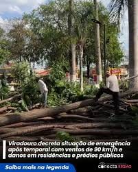 Prefeitura de Viradouro decreta situação de emergência após temporal com ventos de 90 km/h